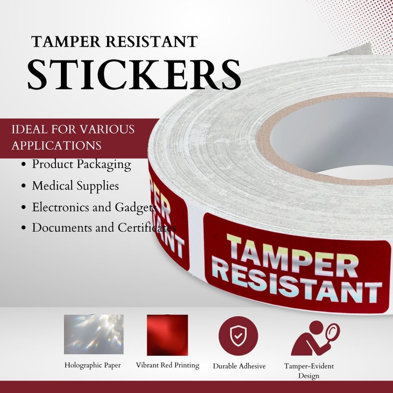 Safety Supply Mart Tamper-Resistant Holographic Labels, 0.5" X 1.5" Adhesive Stickers in Holographic Paper 1 Color (Red) Printed, Security Seal Tamper Evident 500 Stickers Per Roll - Image 2